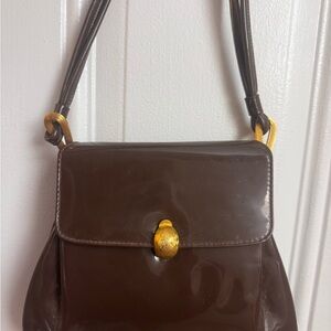 Vintage Chic Morris Meskowitz Brown Patent Leather Shoulder Bag